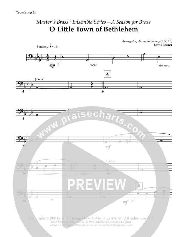 O Little Town Of Bethlehem (Instrumental) Trombone 3 ()