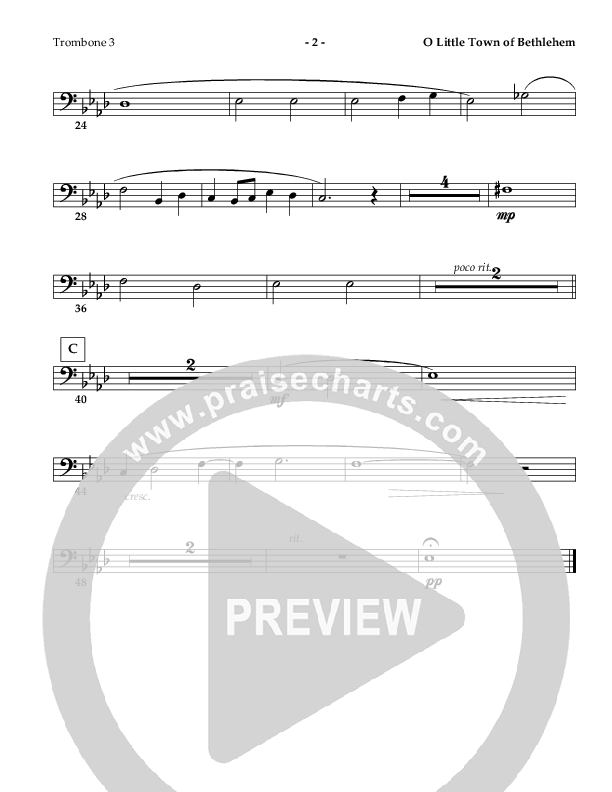 O Little Town Of Bethlehem (Instrumental) Trombone 3 ()