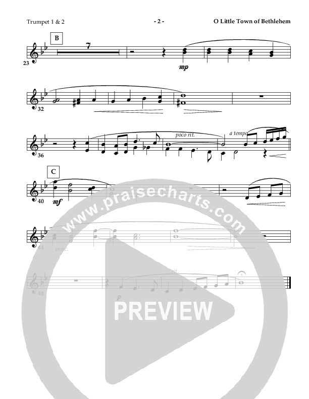 O Little Town Of Bethlehem (Instrumental) Trumpet 1,2 ()