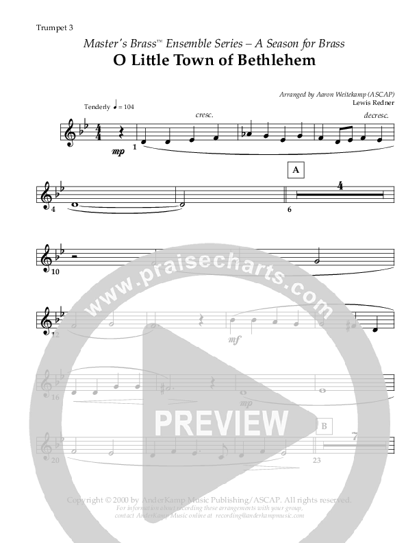 O Little Town Of Bethlehem (Instrumental) Trumpet 3 ()