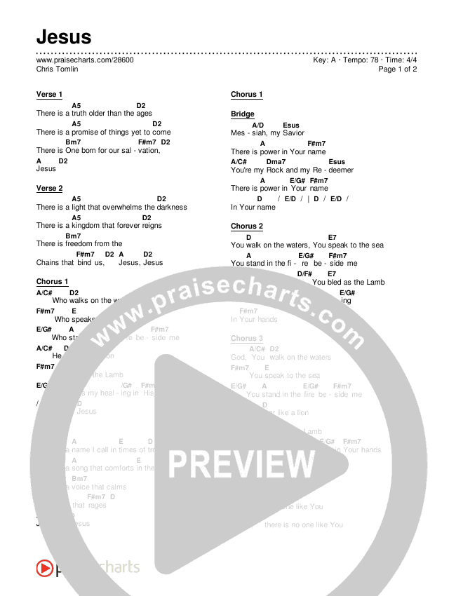 Jesus Chords & Lyrics (Chris Tomlin)