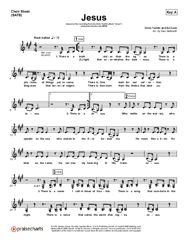 Jesus Choir Sheet (SATB) (Chris Tomlin)