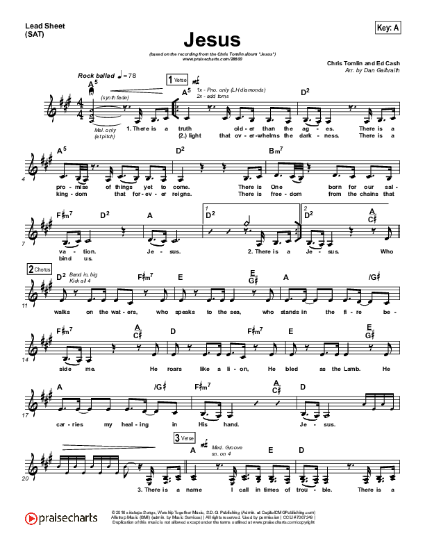 Jesus Lead Sheet (SAT) (Chris Tomlin)