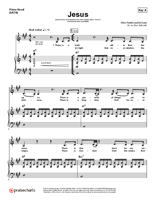 Jesus Piano/Vocal (SATB) (Chris Tomlin)