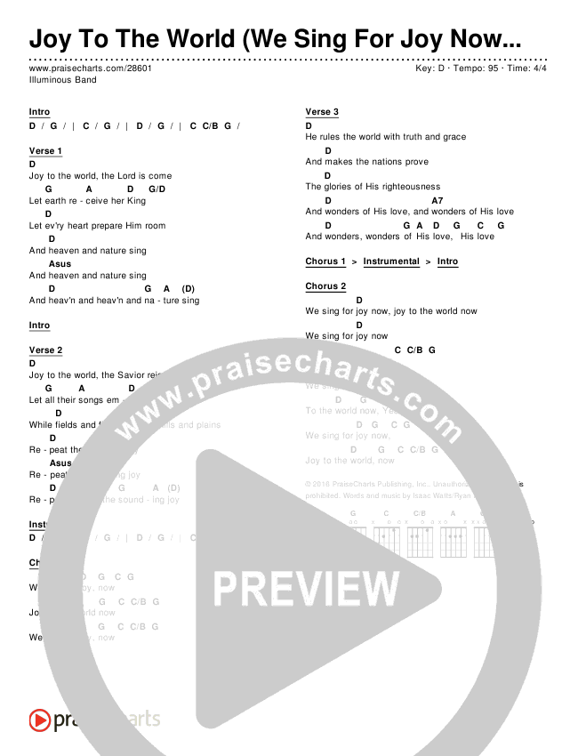 Joy To The World (We Sing For Joy Now) Chords & Lyrics (Illuminous Band)
