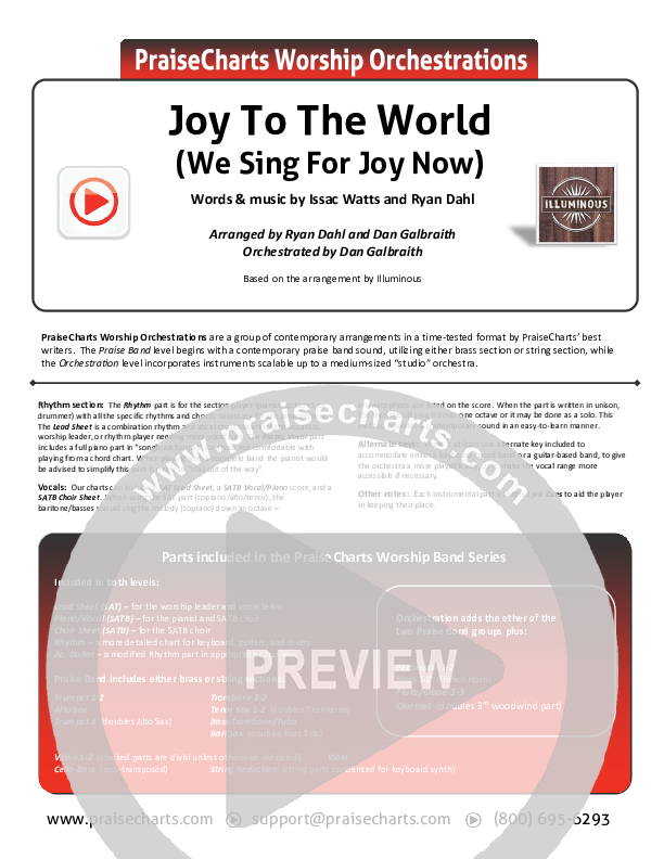 Joy To The World (We Sing For Joy Now) Cover Sheet (Illuminous Band)