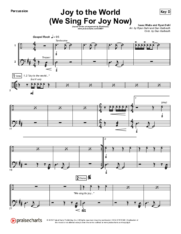 Joy To The World (We Sing For Joy Now) Percussion (Illuminous Band)