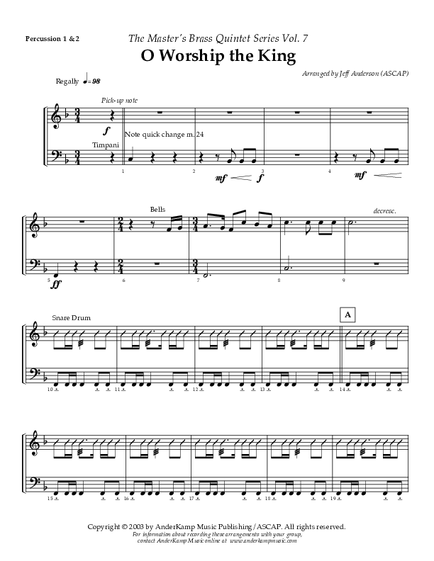 O Worship The King (Instrumental) Percussion 1/2 (AnderKamp Music)