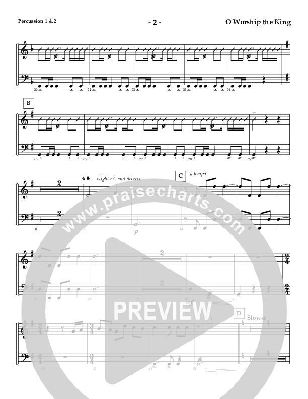 O Worship The King (Instrumental) Percussion 1/2 (AnderKamp Music)