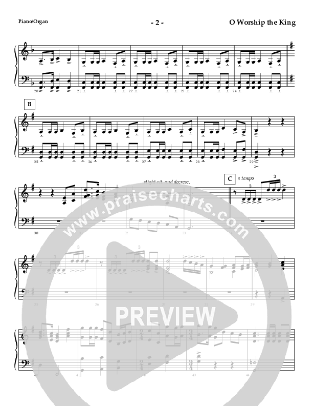 O Worship The King (Instrumental) Piano Sheet (AnderKamp Music)
