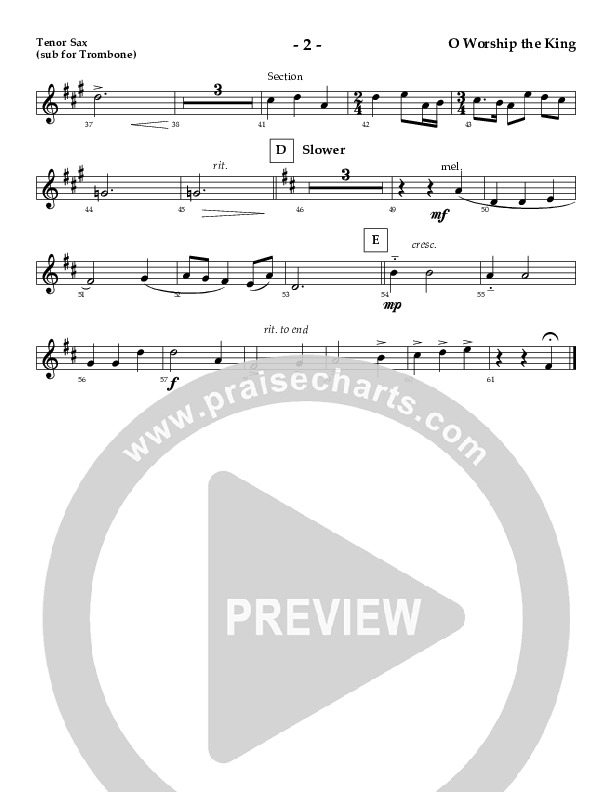 O Worship The King (Instrumental) Tenor Sax 2 (AnderKamp Music)