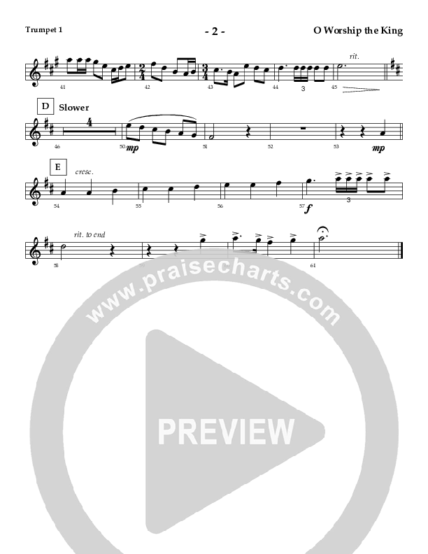 O Worship The King (Instrumental) Trumpet 1 (AnderKamp Music)