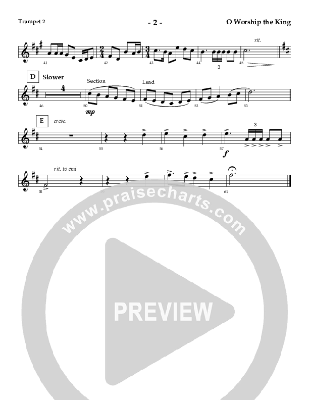 O Worship The King (Instrumental) Trumpet 2 (AnderKamp Music)
