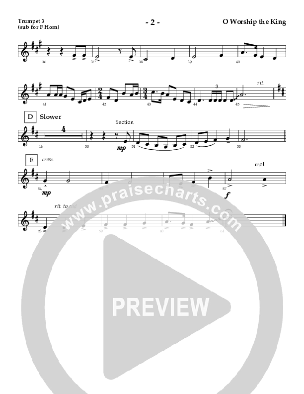 O Worship The King (Instrumental) Trumpet 3 (AnderKamp Music)