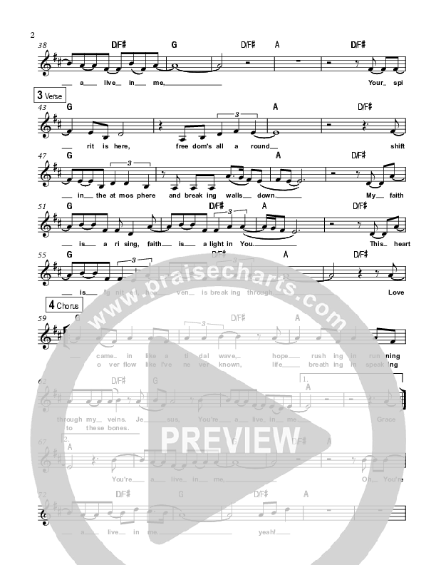 Alive In Me Lead Sheet (Highlands Worship)