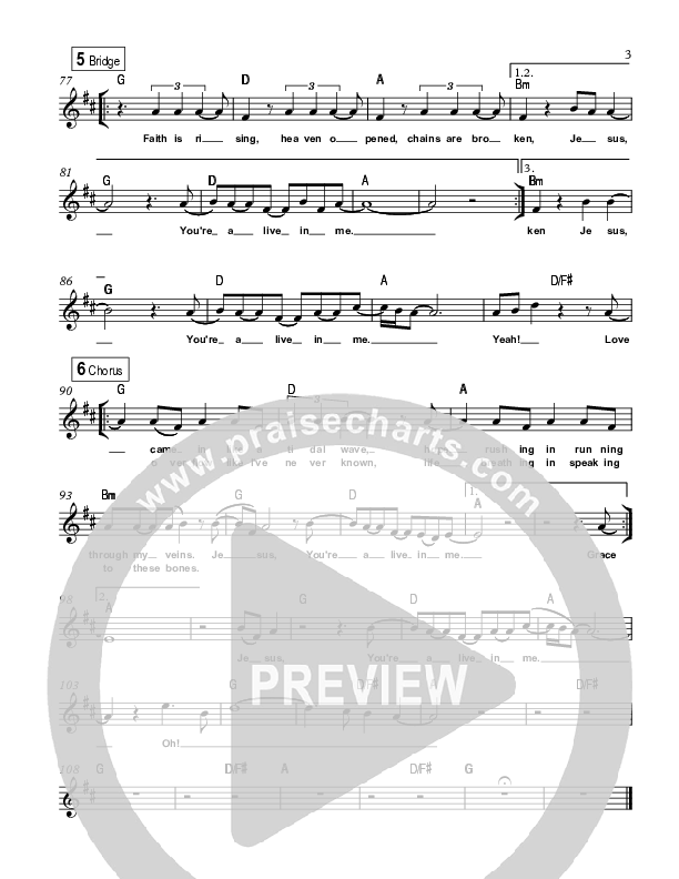 Alive In Me Lead Sheet (Highlands Worship)