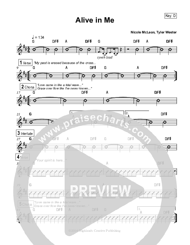 Alive In Me Rhythm Chart (Highlands Worship)