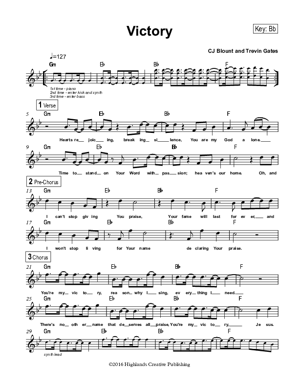 Victory Lead Sheet (Highlands Worship)