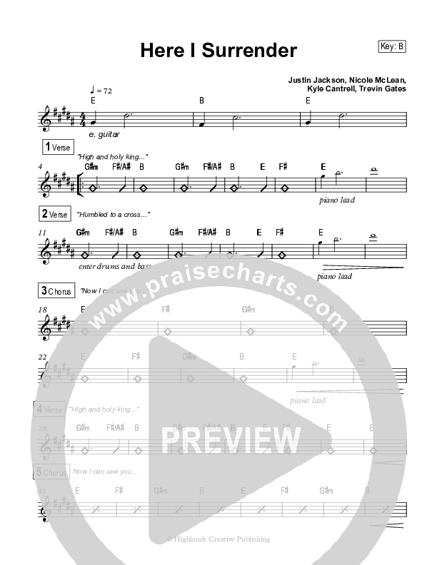 Here I Surrender Rhythm Chart (Highlands Worship)