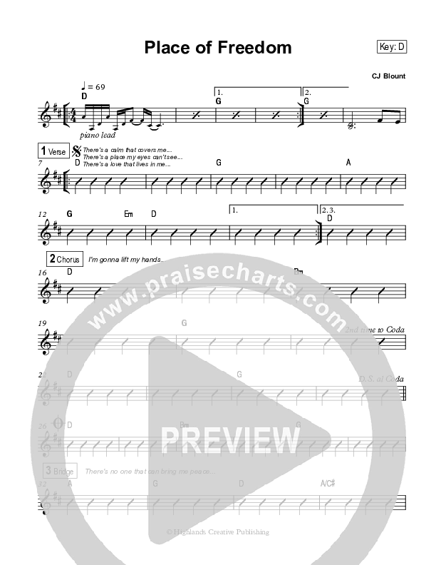 Place Of Freedom Rhythm Chart (Highlands Worship)