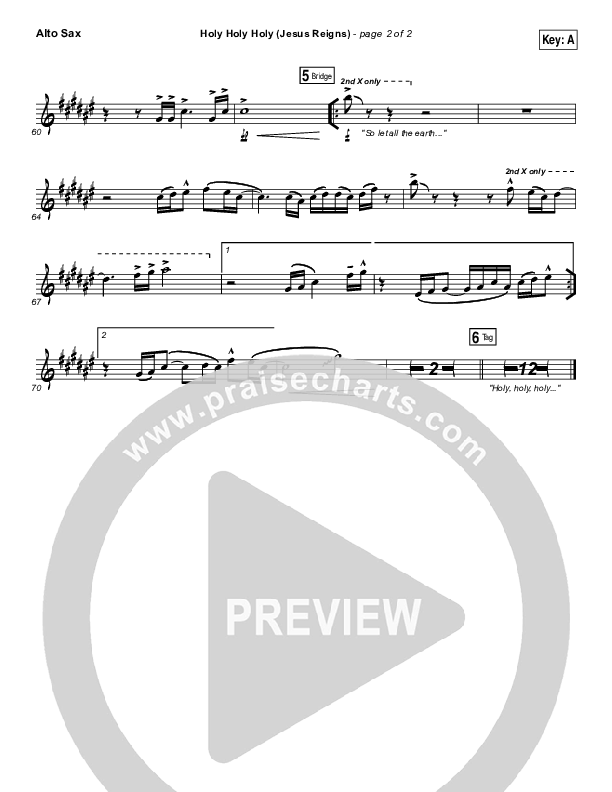 Holy Holy Holy (Jesus Reigns) Alto Sax (Highlands Worship)