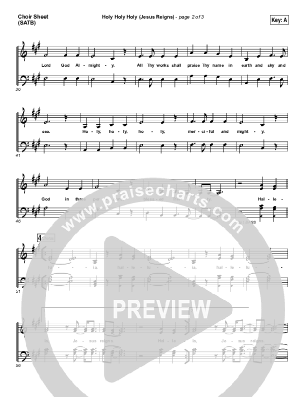 Holy Holy Holy (Jesus Reigns) Choir Sheet (SATB) (Highlands Worship)