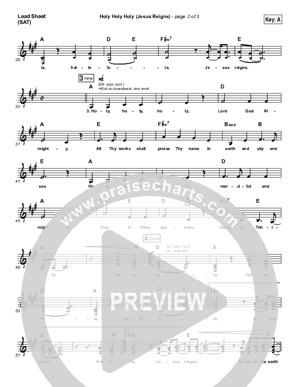 Holy Holy Holy (Jesus Reigns) Lead Sheet (SAT) (Highlands Worship)