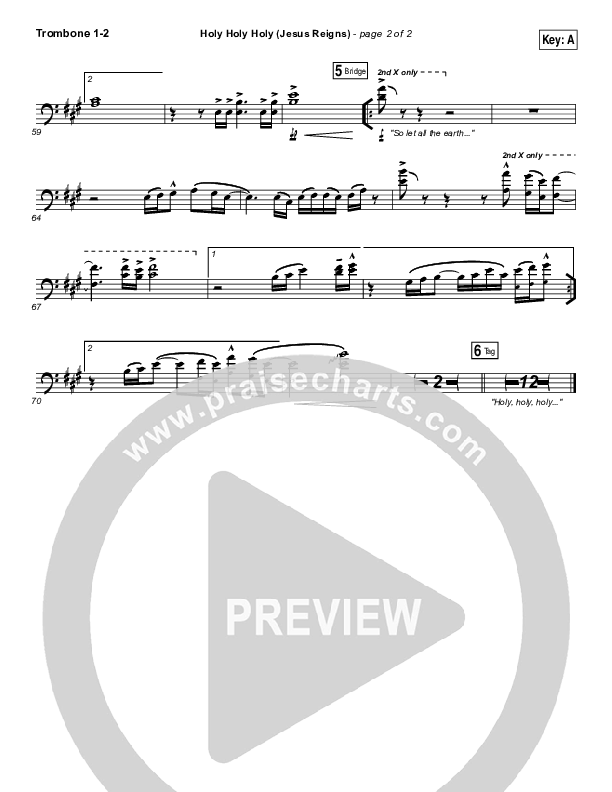 Holy Holy Holy (Jesus Reigns) Trombone 1/2 (Highlands Worship)