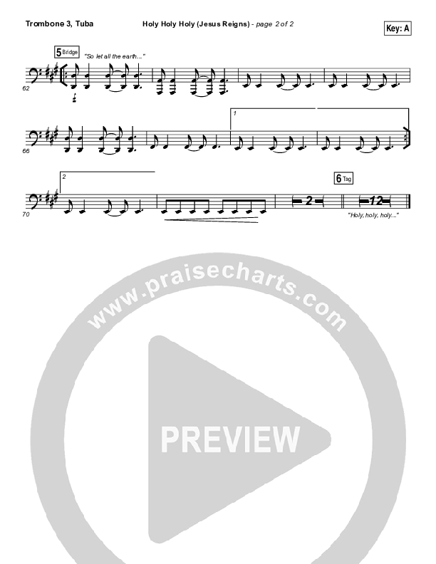 Holy Holy Holy (Jesus Reigns) Trombone 3/Tuba (Highlands Worship)