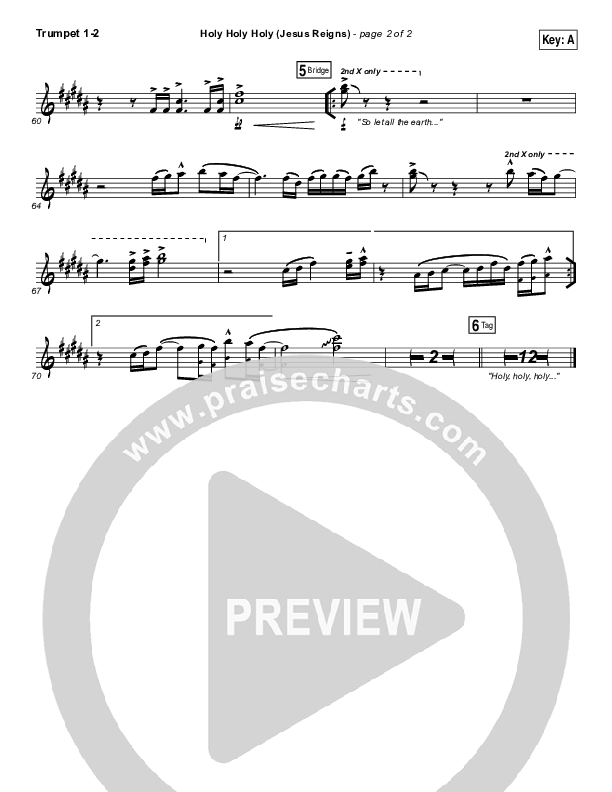 Holy Holy Holy (Jesus Reigns) Trumpet 1,2 (Highlands Worship)