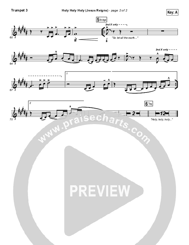 Holy Holy Holy (Jesus Reigns) Trumpet 3 (Highlands Worship)