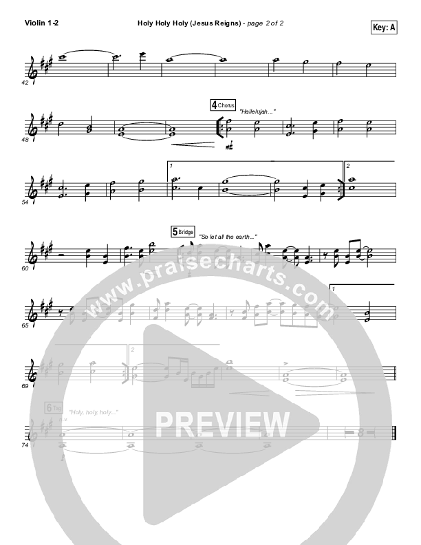 Holy Holy Holy (Jesus Reigns) Violin 1/2 (Highlands Worship)