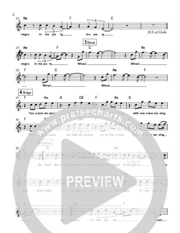 Behold The Lamb Lead Sheet (Highlands Worship)