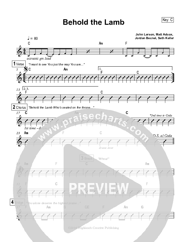 Behold The Lamb Rhythm Chart (Highlands Worship)