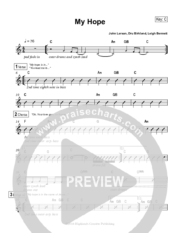 My Hope Rhythm Chart (Highlands Worship)