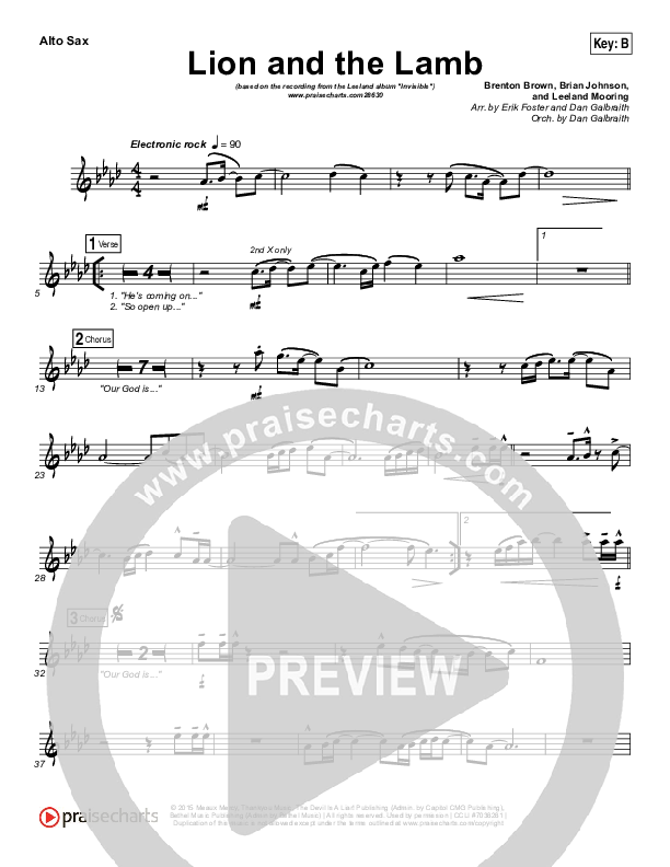 The Lion And The Lamb Alto Sax (Leeland)