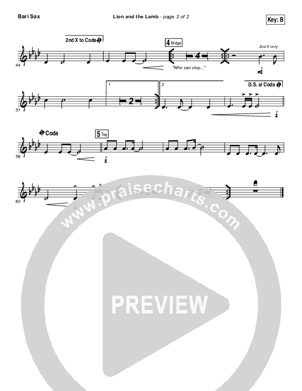 The Lion And The Lamb Bari Sax (Leeland)