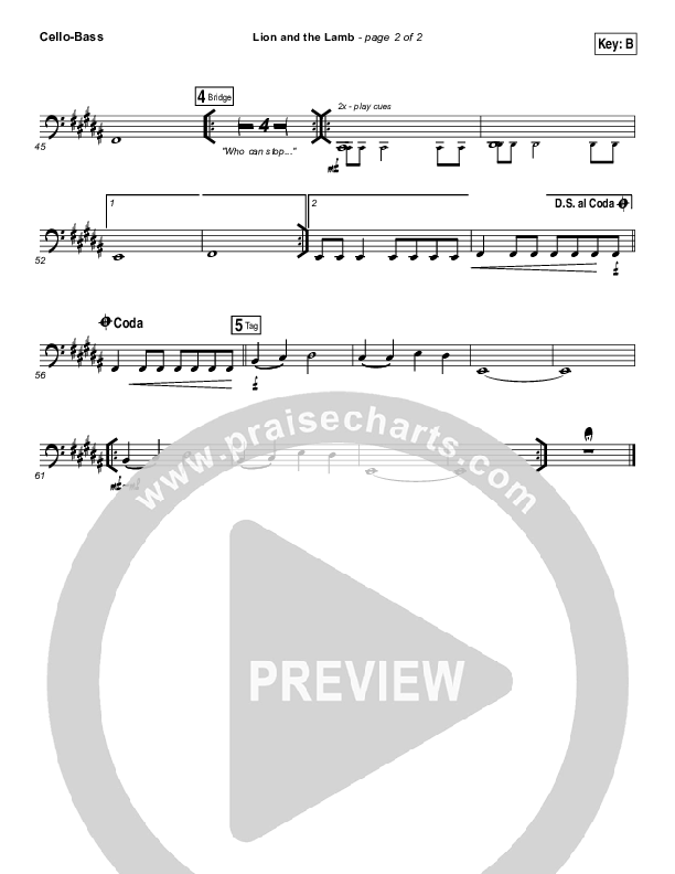 The Lion And The Lamb Cello/Bass (Leeland)