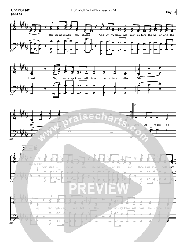 The Lion And The Lamb Choir Sheet (SATB) (Leeland)