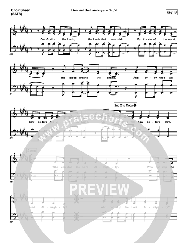 Lion And The Lamb Choir Sheet (SATB) (Leeland)