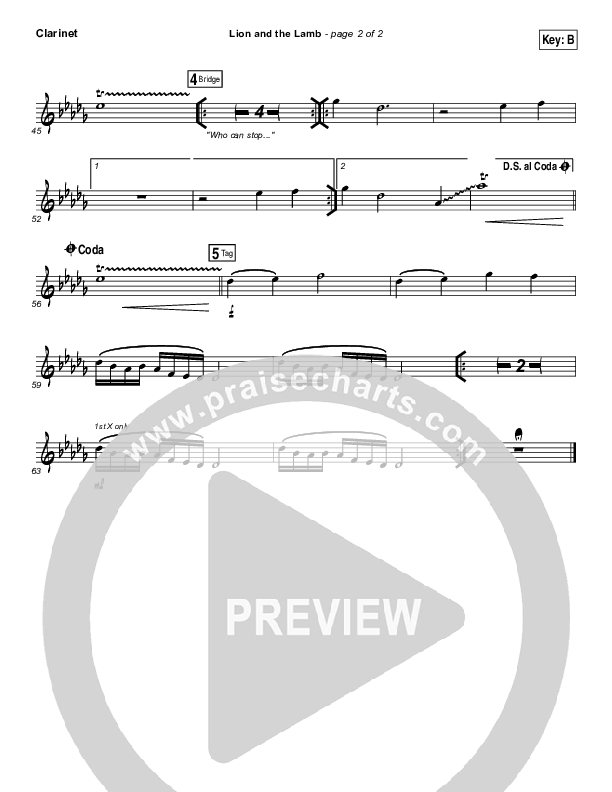 The Lion And The Lamb Clarinet (Leeland)