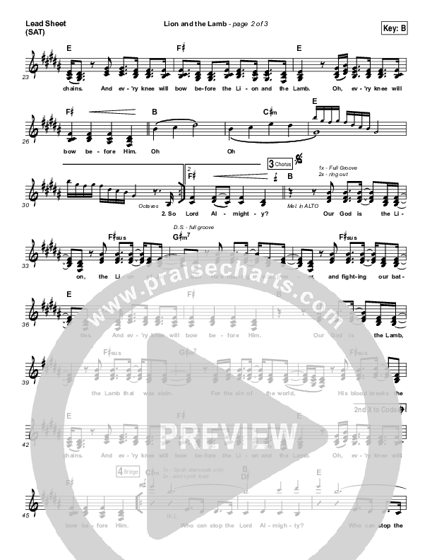 The Lion And The Lamb Lead Sheet (SAT) (Leeland)