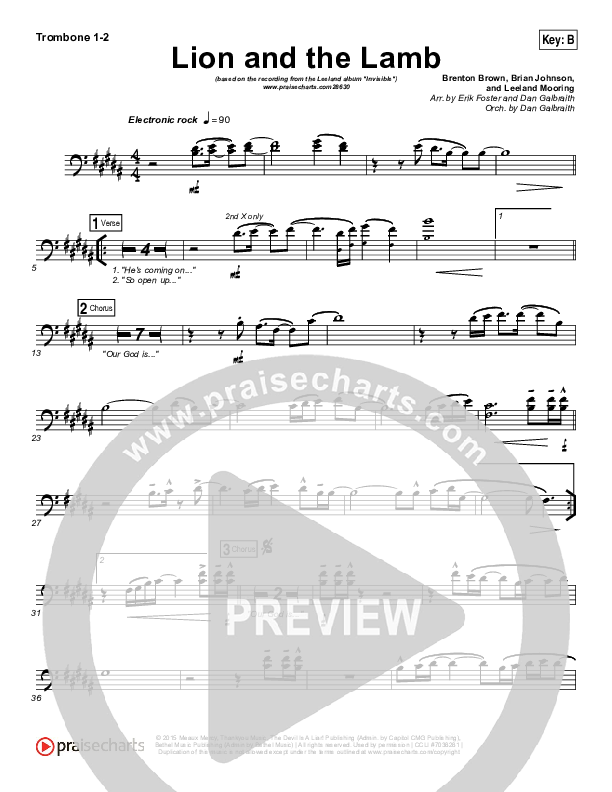 The Lion And The Lamb Trombone 1/2 (Leeland)