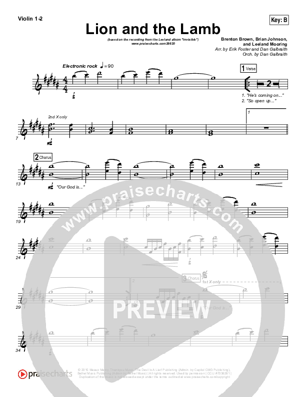 The Lion And The Lamb Violin 1/2 (Leeland)