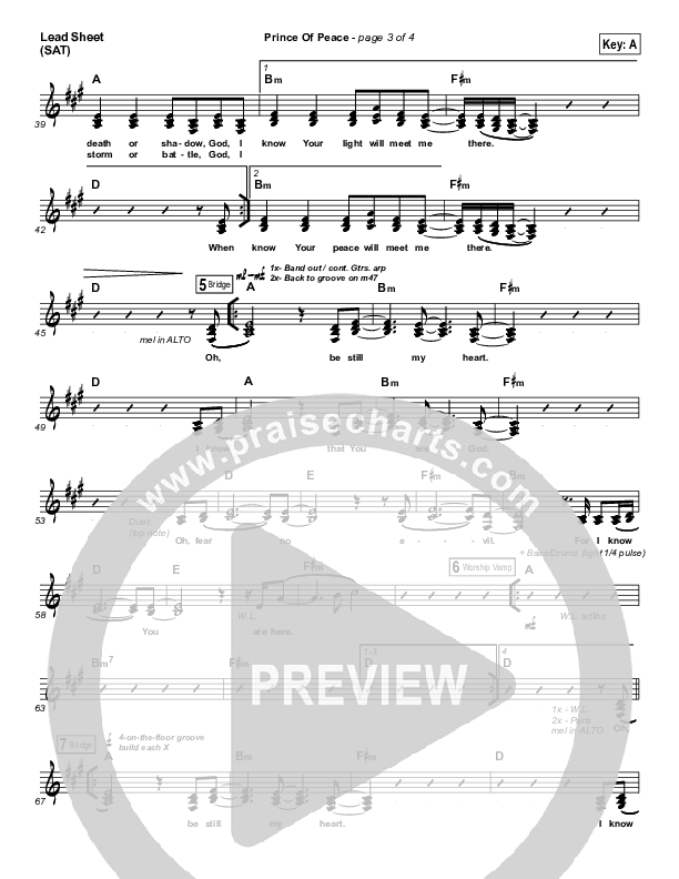 Prince Of Peace Lead Sheet (SAT) (Hillsong UNITED)