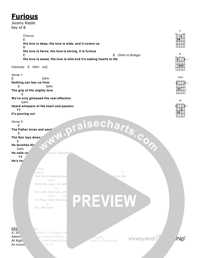 Furious Chords Vineyard Worship Kyle Howard Praisecharts