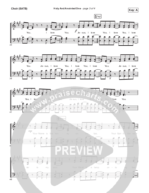 Holy And Anointed One Choir Sheet (SATB) (Vineyard Worship / Kyle Howard)