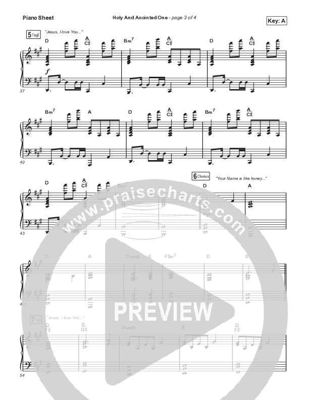 Holy And Anointed One Piano Sheet (Vineyard Worship / Kyle Howard)