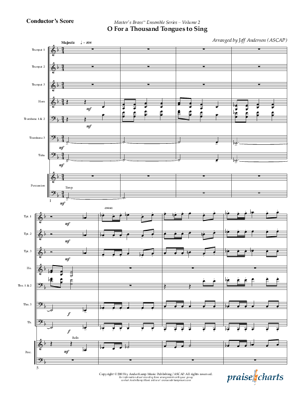 Oh For A Thousand Tongues To Sing (Instrumental) Conductor's Score (AnderKamp Music)