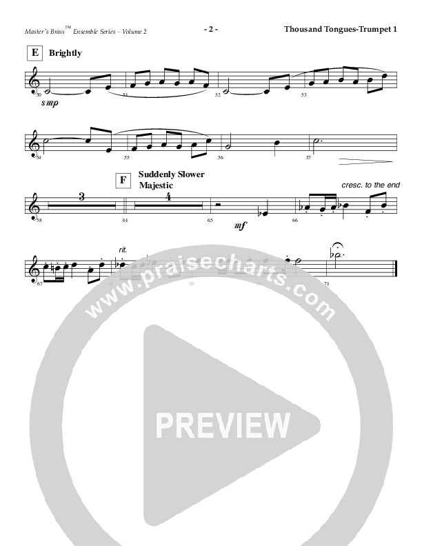 Oh For A Thousand Tongues To Sing (Instrumental) Trumpet 1 (AnderKamp Music)